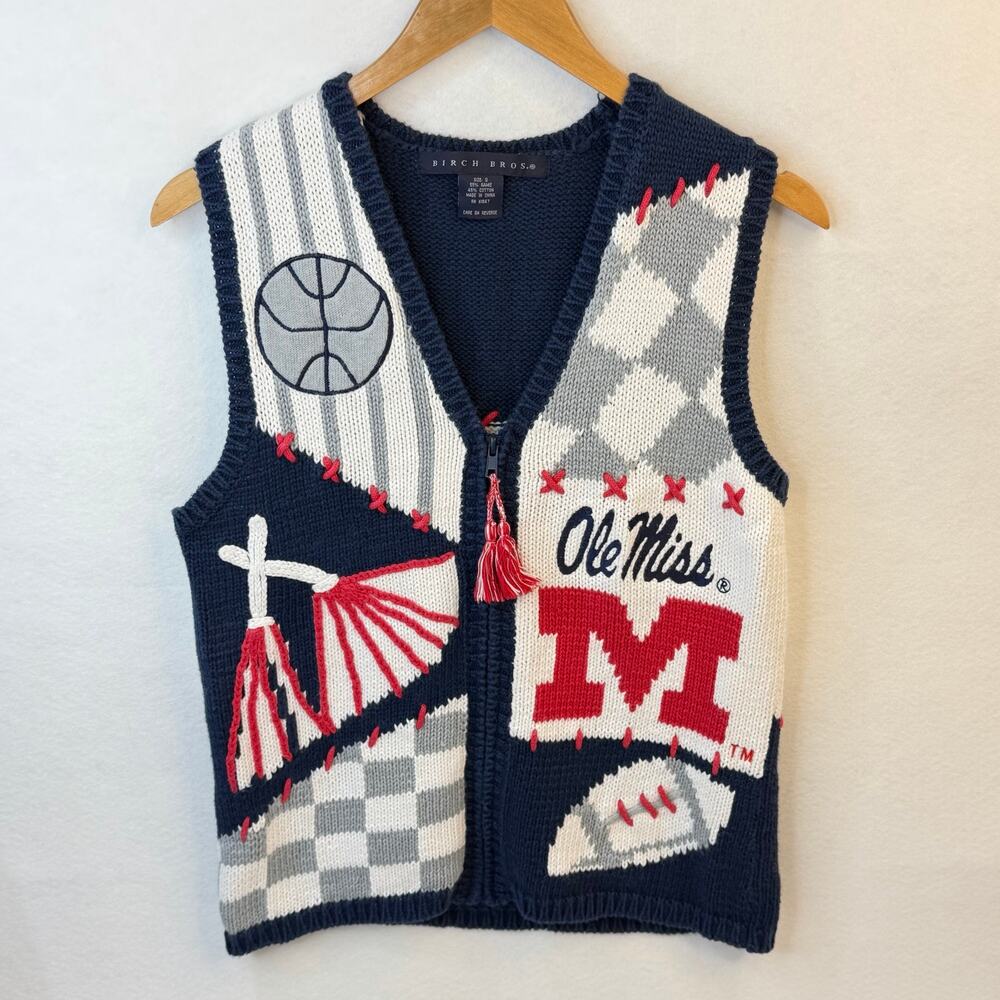 Vintage Birch Bros University of Mississippi Ole Miss Rebels Sweater Vest Small